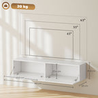 Móvel TV Suspenso para Televisão Até 45-55-65 Polegadas com 2 Armários de Portas 140x33x29,8 cm Branco — foto 2