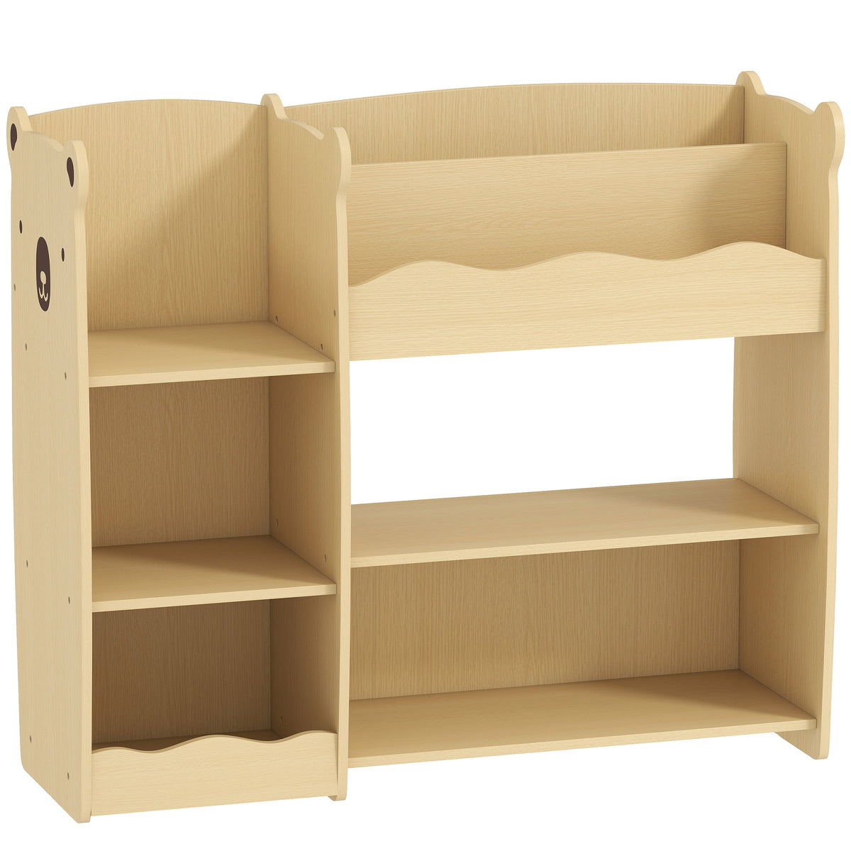 Móvel de arrumação infantil 3 níveis, estante de arrumação para brinquedos com prateleiras abertas, 92x29x79cm, natural — foto 1