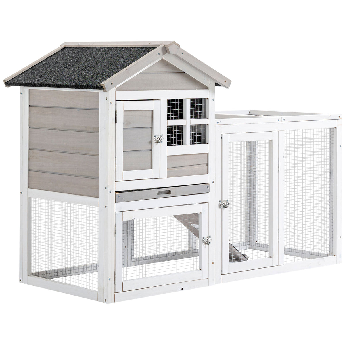 Gaiola para Coelhos estilo cottage - abrigo superior com rampa e recinto exterior - bandeja deslizante, telhado — foto 1