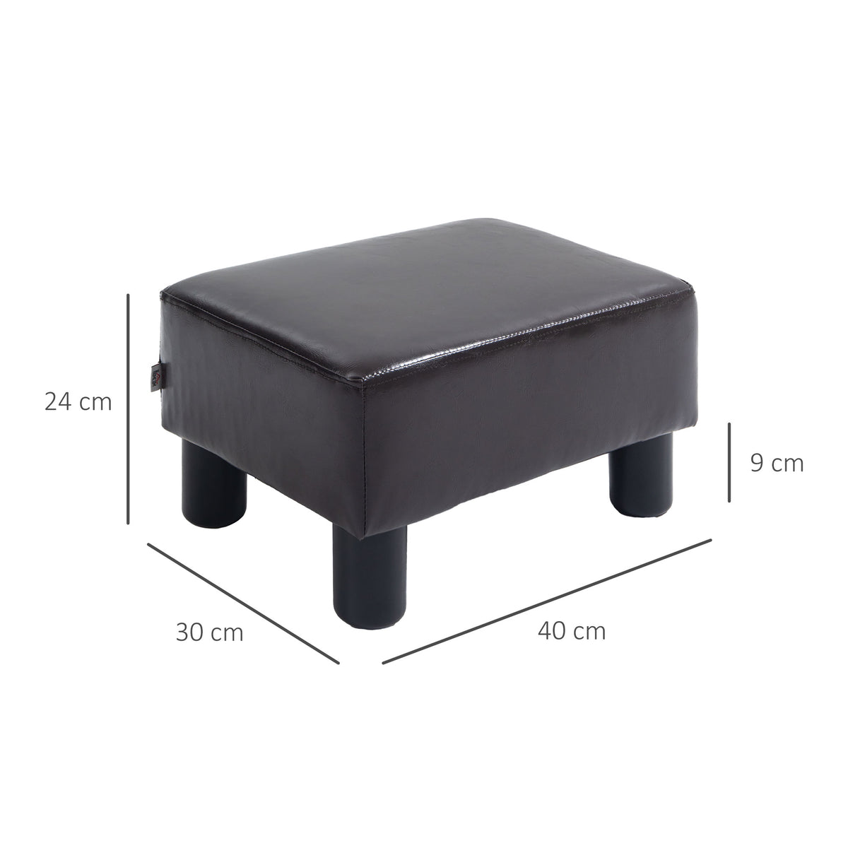 Pufe Revestido em Tecido com Aspecto de Couro Sintético até 110 kg 40x30x24 cm Café — foto 2