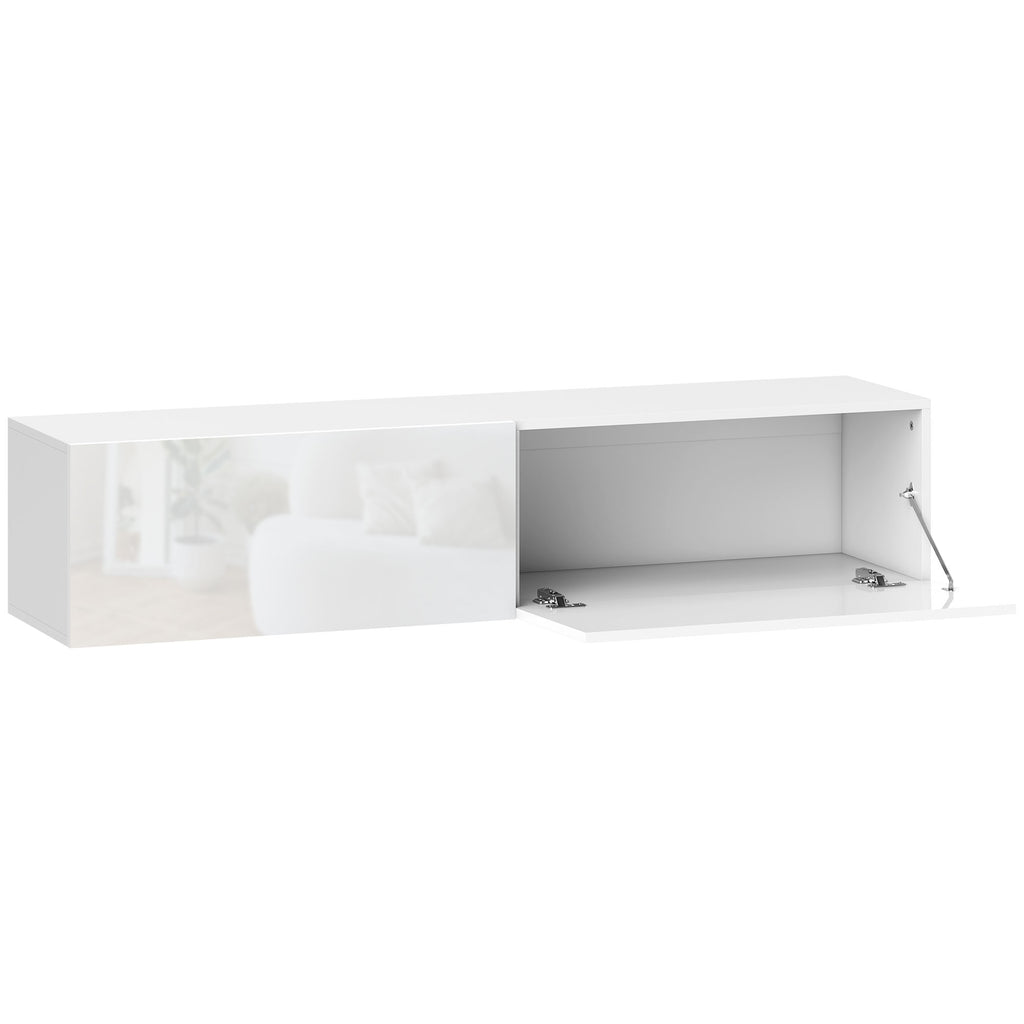 Móvel TV Suspenso para Televisão Até 45-55-65 Polegadas com 2 Armários de Portas 140x33x29,8 cm Branco — foto 1