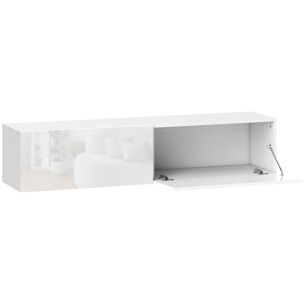 Móvel TV Suspenso para Televisão Até 45-55-65 Polegadas com 2 Armários de Portas 140x33x29,8 cm Branco — foto 1
