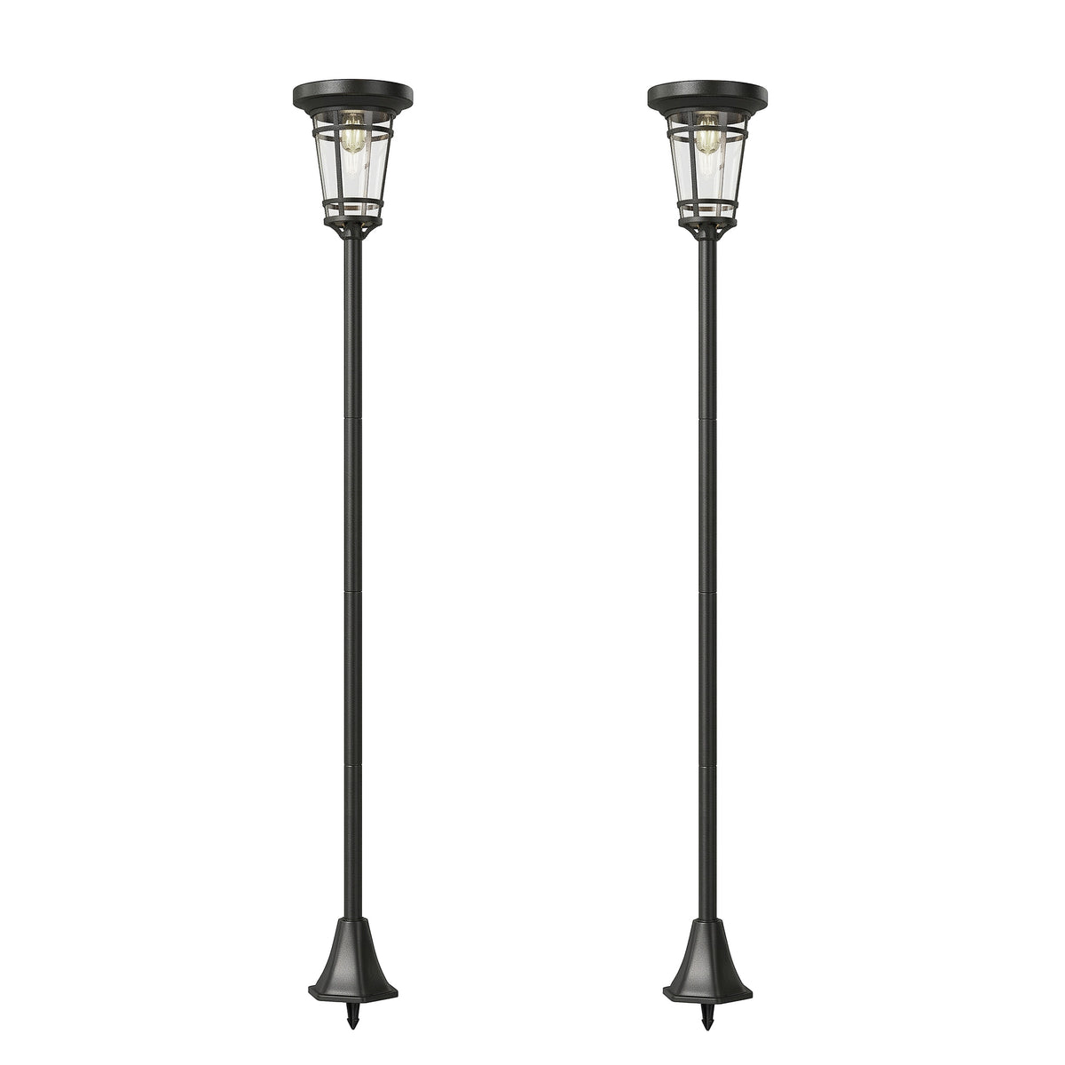 Candeeiro Solar Conjunto 2 peças Luminária de Coluna 180 cm Altura Ajustável com 2 Modos de Luminosidade Sensor de Luz e Interruptor IP44 — foto 1