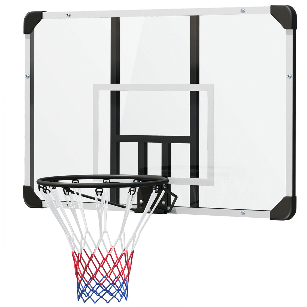 Tabela de Basquetebol de Parede com Aro, Rede e Estrutura em Aço para Exterior, 113x61x73 cm, Branco e Preto — imagem 12