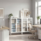 Móvel Porta Documentos em Aço com 2 Portas de Vidro e Prateleiras Reguláveis 80x40x110 cm Branco — imagem 4