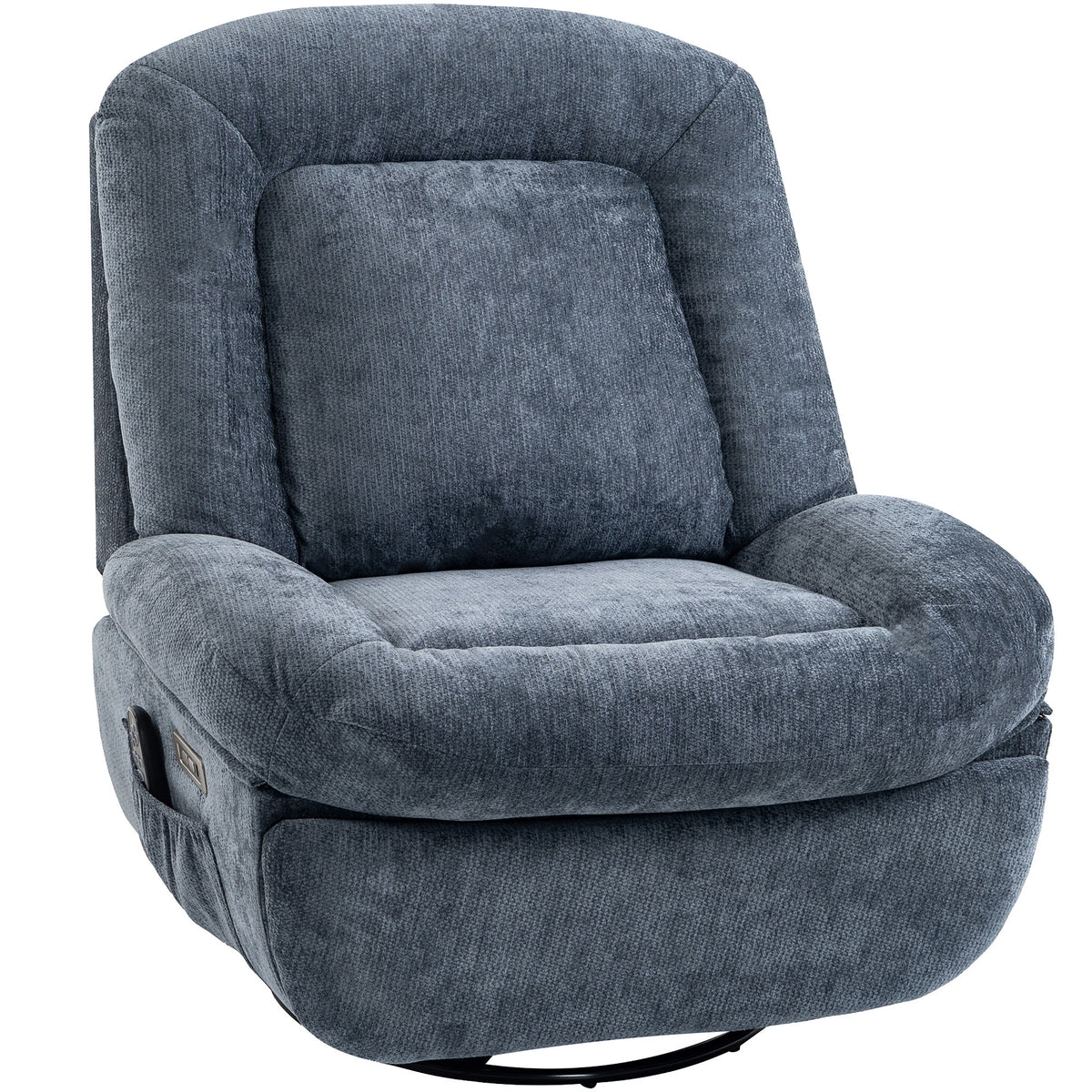 Poltrona Relax Elétrica com Massagem, Calor Lombar, Giro e Balanço, Apoio para Pés, Assento Extra Largo e USB Azul — foto 1