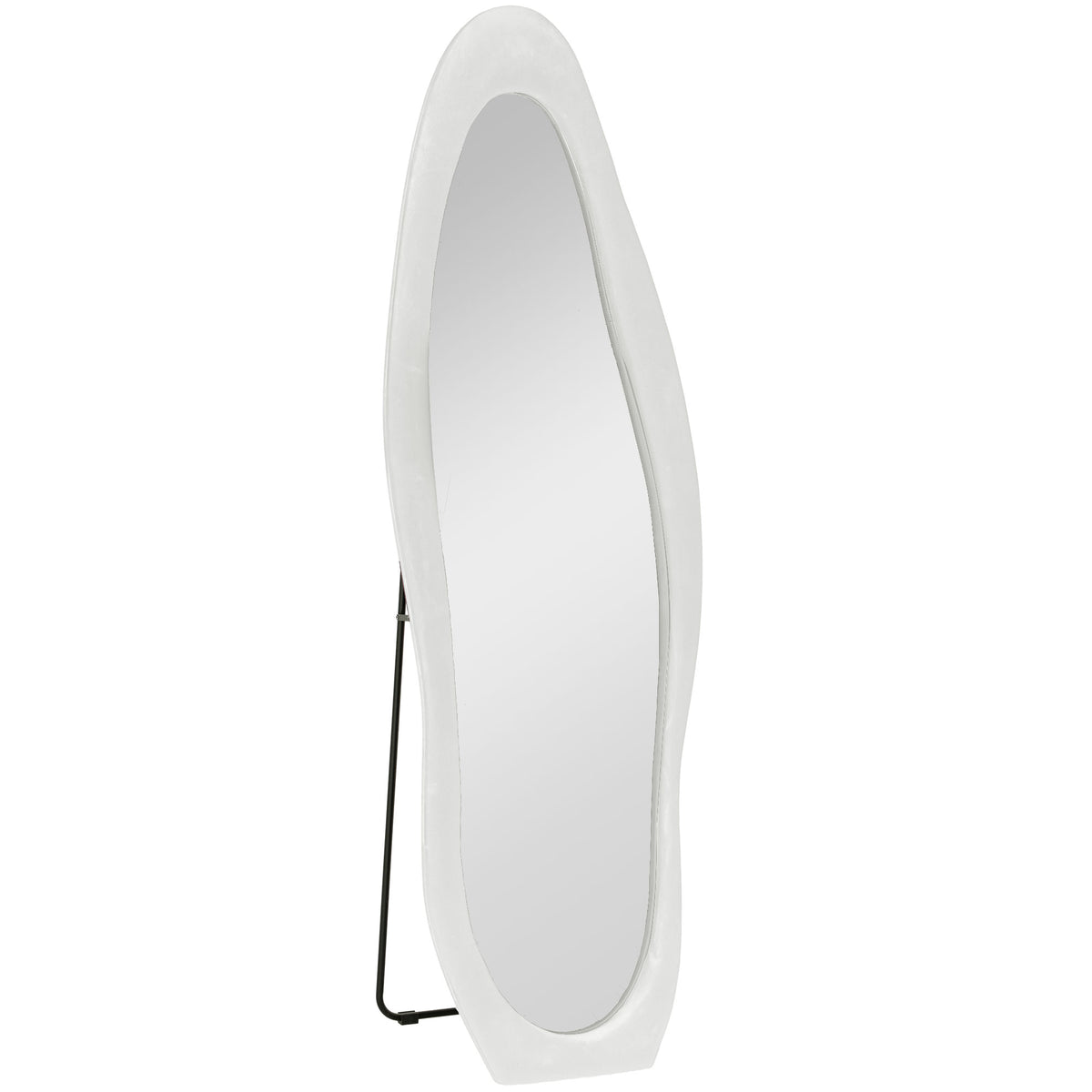 Espelho de corpo inteiro, forma ondulada, 160 x 50 cm, freestanding, revestimento de moldura aveludado, quarto, sala, Branco — foto 1