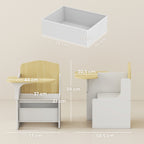 Mesa e Cadeira para Crianças com Cesto de Arrumação Conjunto de Mesa de Atividades 2 em 1 para Desenho Leitura e Brincadeiras Branco — foto 2