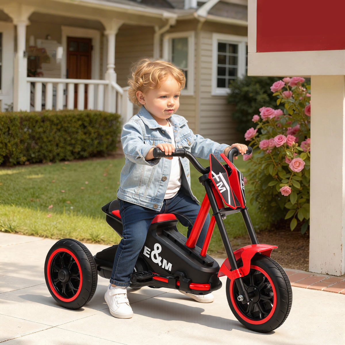 Triciclo para Crianças Bicicleta de Equilíbrio 3 Rodas com Pedal para 18 a 36 Meses para Interior e Exterior Vermelho — imagem 3