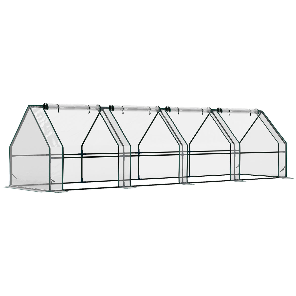 Mini Estufa de Jardim e Terraço 360x90x90 cm Tipo Casinha com Tubo de Aço e 4 Janelas Enroláveis Transparente — foto 1
