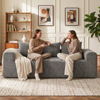 Sofá 3 Lugares em Chenille 220 cm Sofá de Sala Moderno com Assento e Apoios de Braço Largos 3 Almofadas Cinza — imagem 7