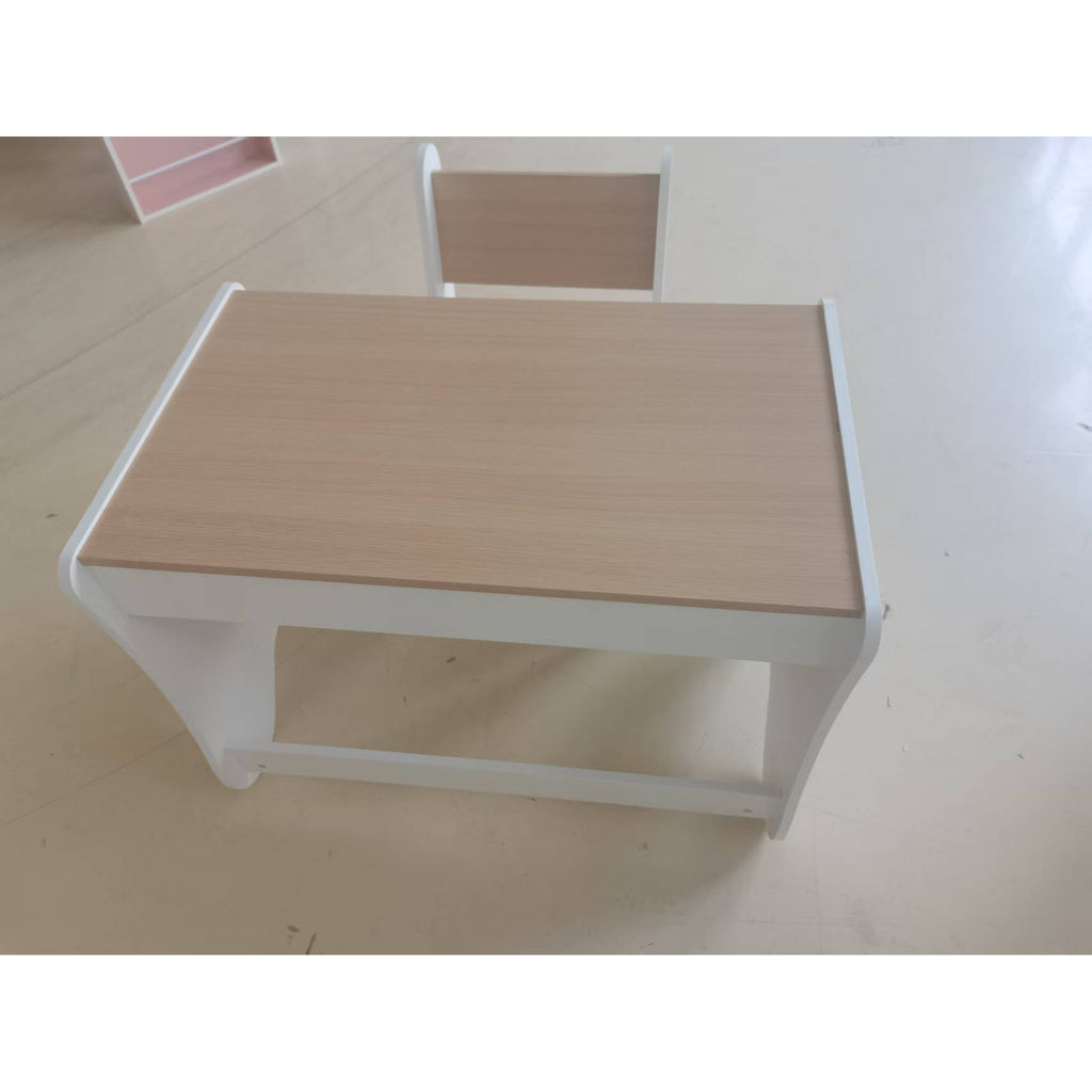 Mesa e Cadeira Infantil para Desenhar e Ler com Gaveta Branco e Madeira — foto 2