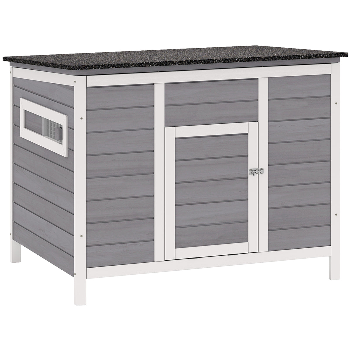 Abrigo para Patos Resistente ao Tempo Casa para Patos em Madeira com Piso Removível Janelas de Correr Telhado de Asfalto Rebatível 93x70x72 cm Cinza — foto 1