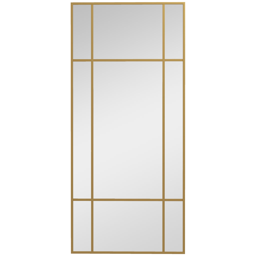 Espelho de Parede Vitral Retangular Estilo Janela Horizontal ou Vertical com 4 Ganchos em Metal Dourado 110x50 cm — foto 1