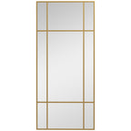 Espelho de Parede Vitral Retangular Estilo Janela Horizontal ou Vertical com 4 Ganchos em Metal Dourado 110x50 cm — foto 1