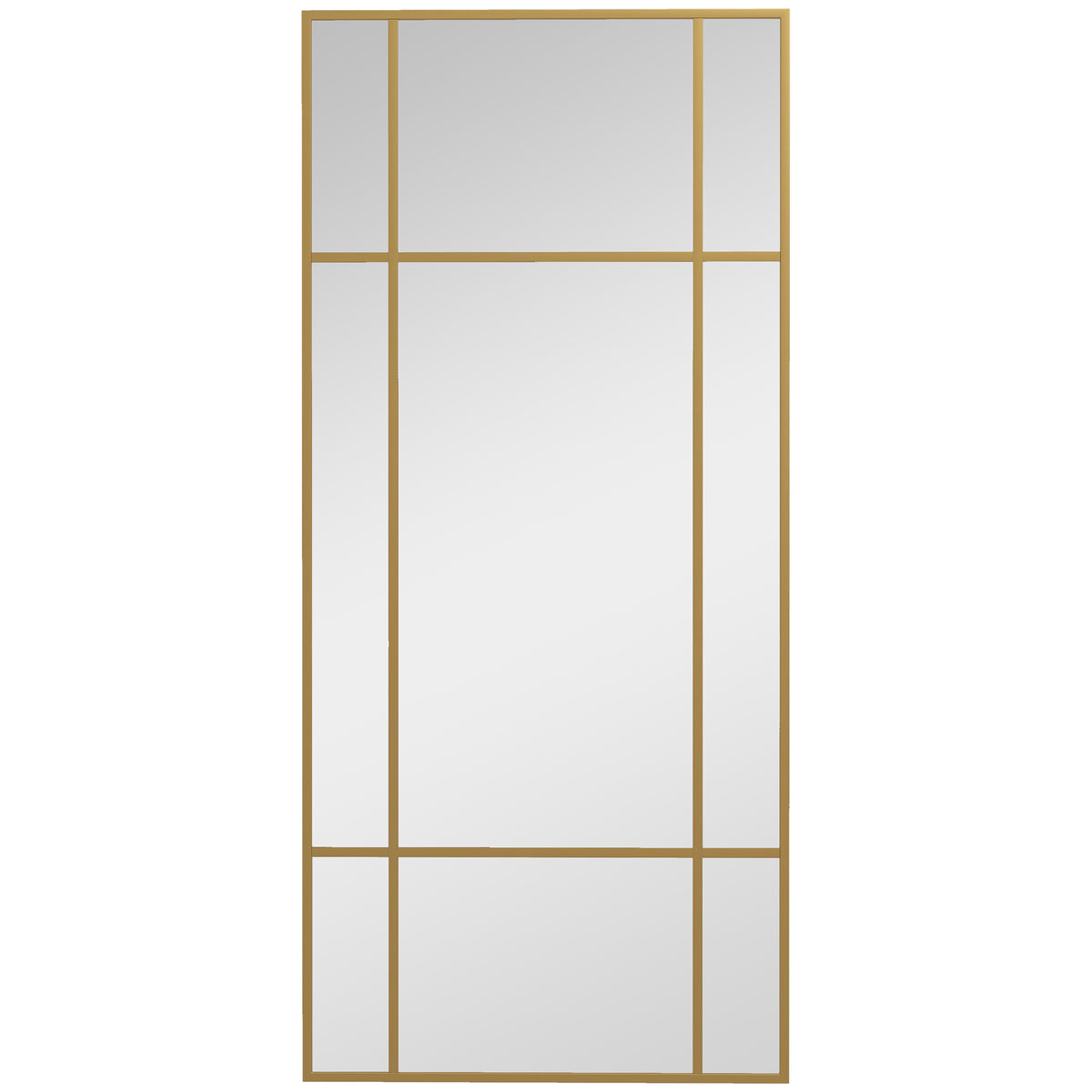 Espelho de Parede Vitral Retangular Estilo Janela Horizontal ou Vertical com 4 Ganchos em Metal Dourado 110x50 cm — foto 1