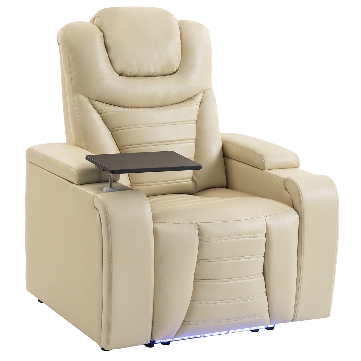 Cadeirão Relax Reclinável Elétrico com Aquecimento Lombar, Massagem por Vibração, Luz LED, Apoio para os Pés, USB e USB-C, Branco Creme — foto 1