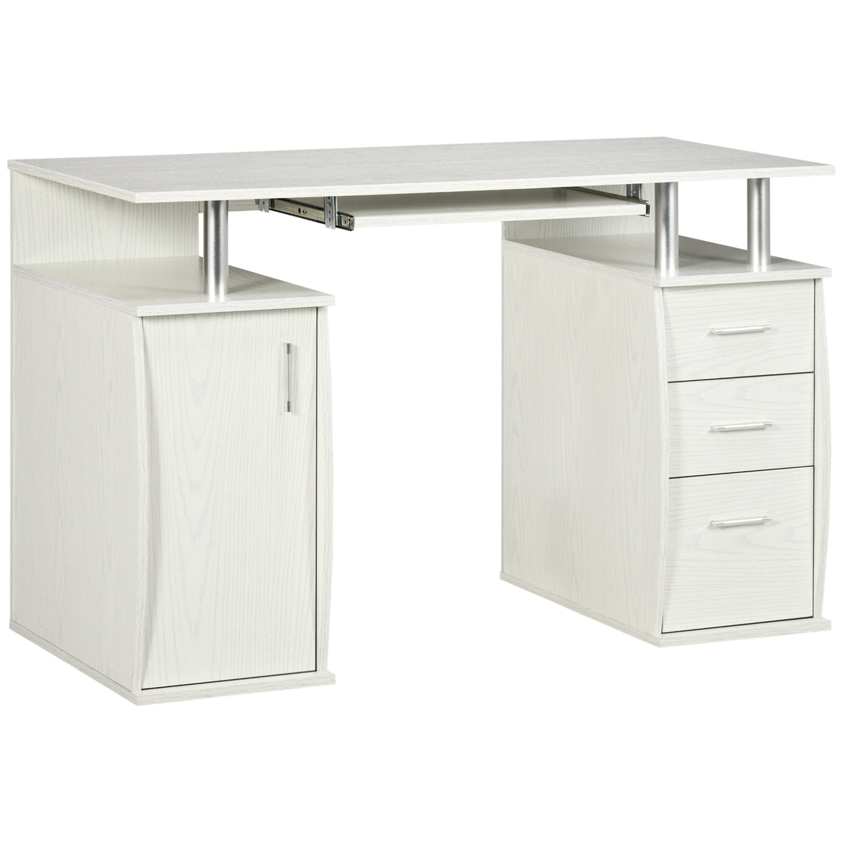 Mesa para Computador Mesa 120x55 cm com Tampo para Teclado 3 Gavetas para Quarto Casa Branca — foto 1
