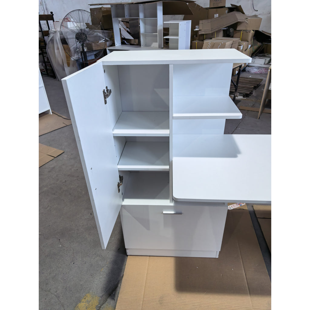 Mesa para Computador com Estante e Armário 150 cm Branco — foto 2
