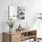 Espelho de Casa de Banho de Parede com 2 Prateleiras Laterais e Prateleira Inferior 75x10x48 cm Branco — imagem 7