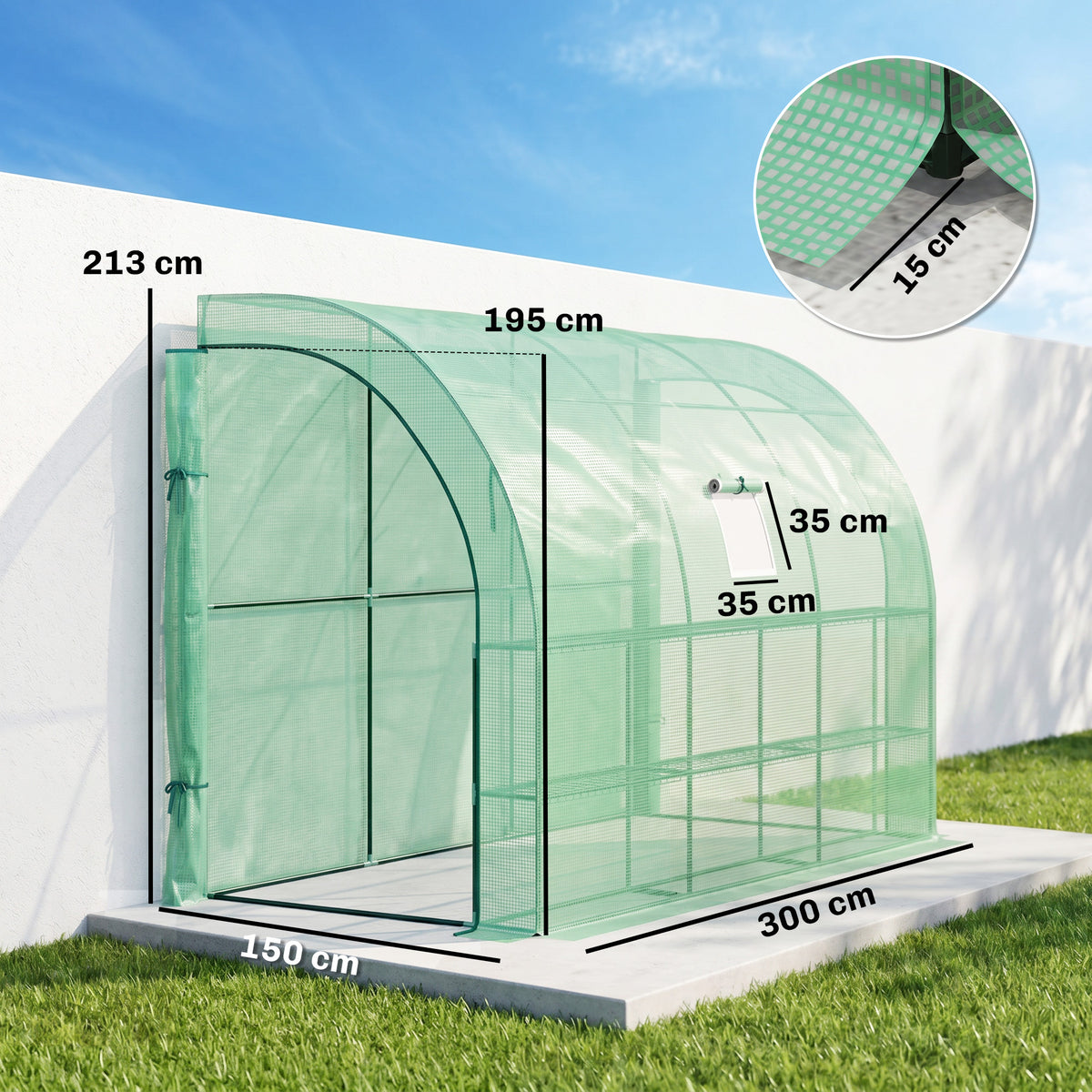 Estufa de Jardim com Cobertura Plástica Resistente a UV 3 Níveis Portas com Zíper Verde — foto 2