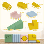 Conjunto de Blocos Macios para Crianças, Conjunto de 12 Blocos de Tecido, Espuma, Revestimento em Cotelê, Lavável, Tons Pastel — foto 2