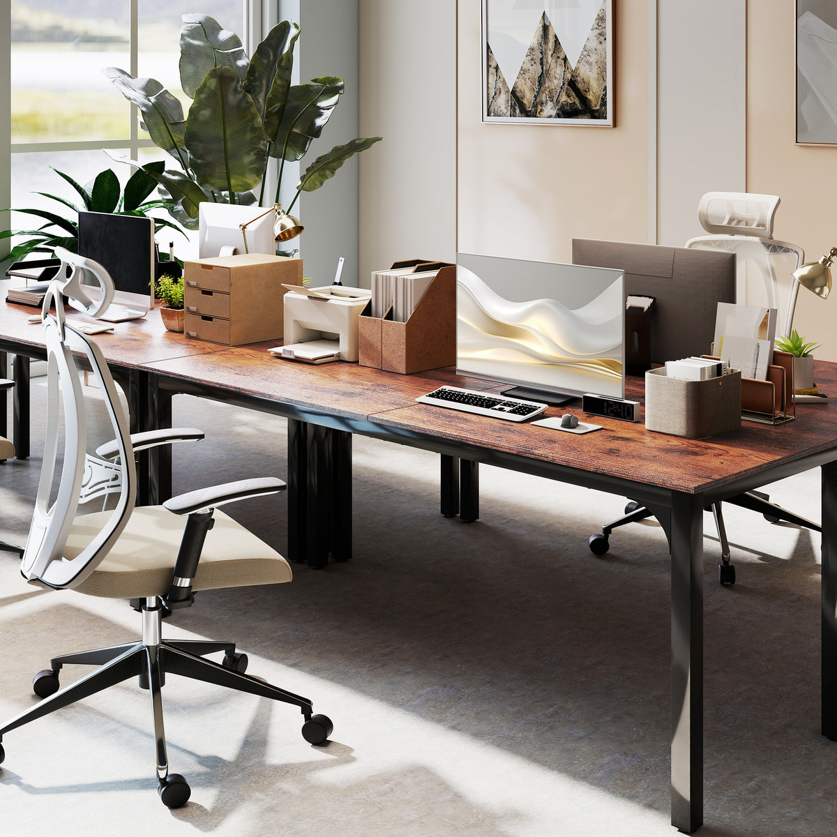Mesa, Mesa de Computador, design rústico, muito espaço, aglomerado, Castanho — imagem 3