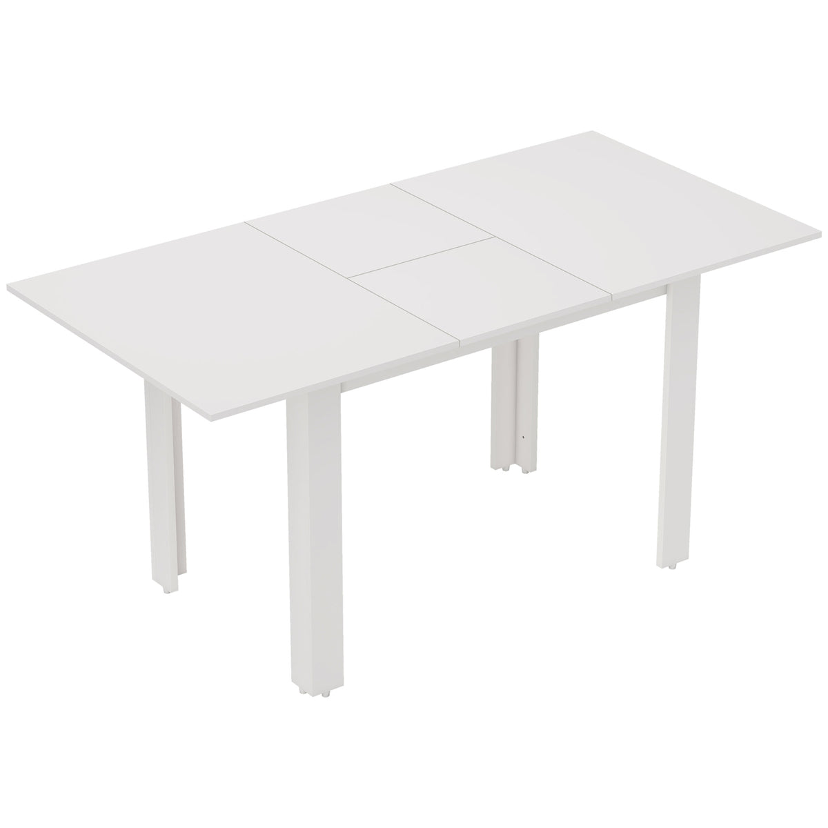 Mesa de jantar extensível, 120-160 x 70 cm, mesa de cozinha ajustável para 4-6 pessoas, MDF, branco alto brilho — foto 1