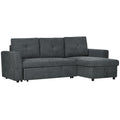 Sofá 3 lugares com função de cama, sofá-cama com chaise longue, sofá estofado, cinza escuro — foto 1