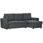 Sofá 3 lugares com função de cama, sofá-cama com chaise longue, sofá estofado, cinza escuro — foto 1