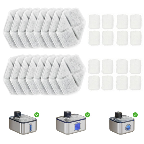 16 peças Filtro para Fonte de Água para Gato Distribuidor de Água Filtrada para Gato e Cão Sistema Triplo de Filtragem Branco — foto 1