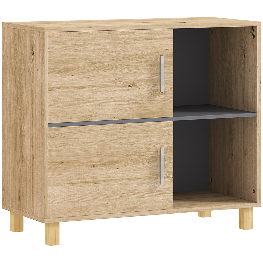 Móvel de Banheiro Móvel de Armazenamento com Compartimentos Abertos e Armário 80x35x70 cm Madeira Natural — foto 1