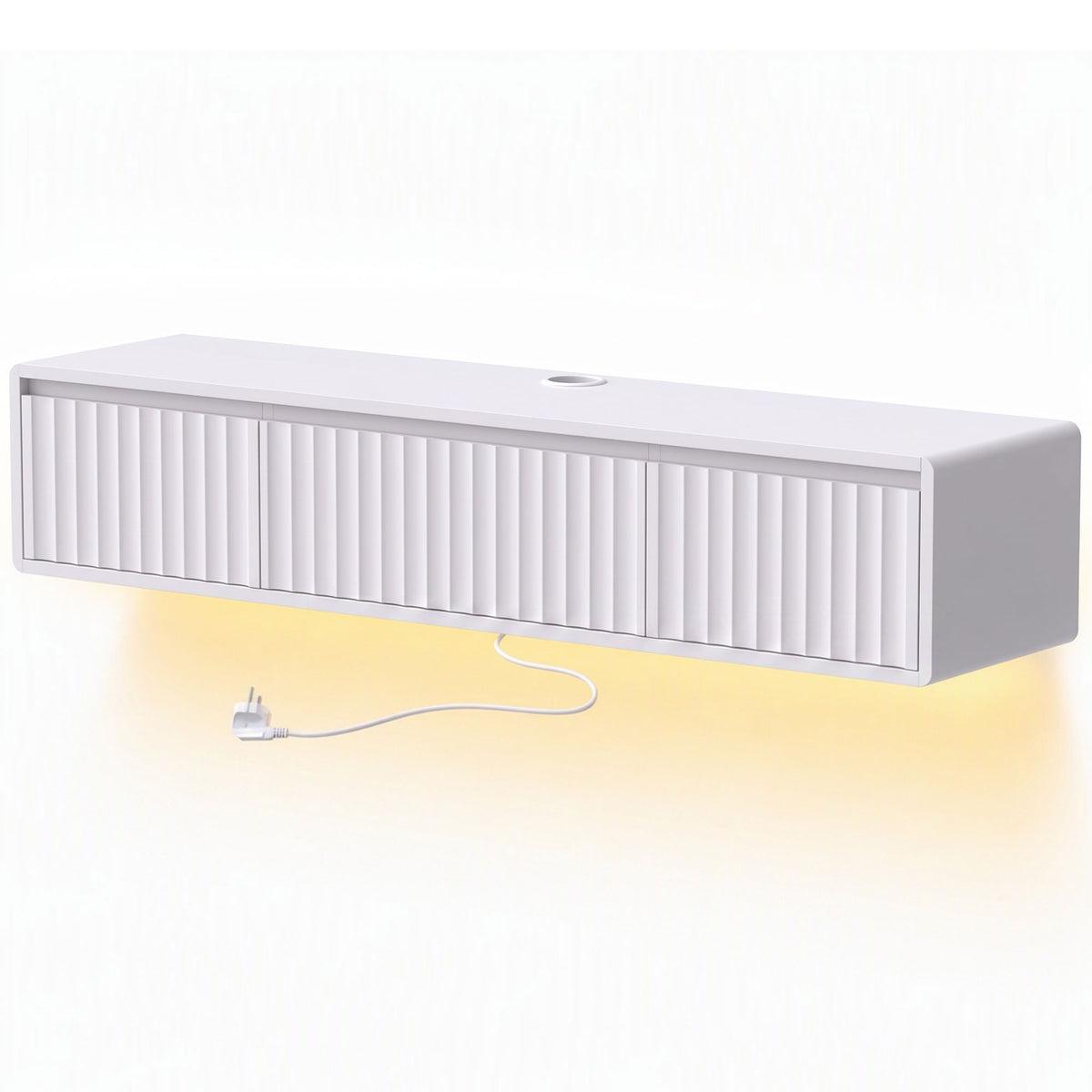 Móvel TV Suspenso Flutuante 120 cm com Iluminação LED e Tomadas Móvel para TV 165,1 cm Branco — foto 1