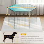 Parque para Cães Cercado para Cães 6 Painéis com Teto Modular e Dobrável Cercado Portátil 120x120x76 cm com Porta Prata Verde — foto 2