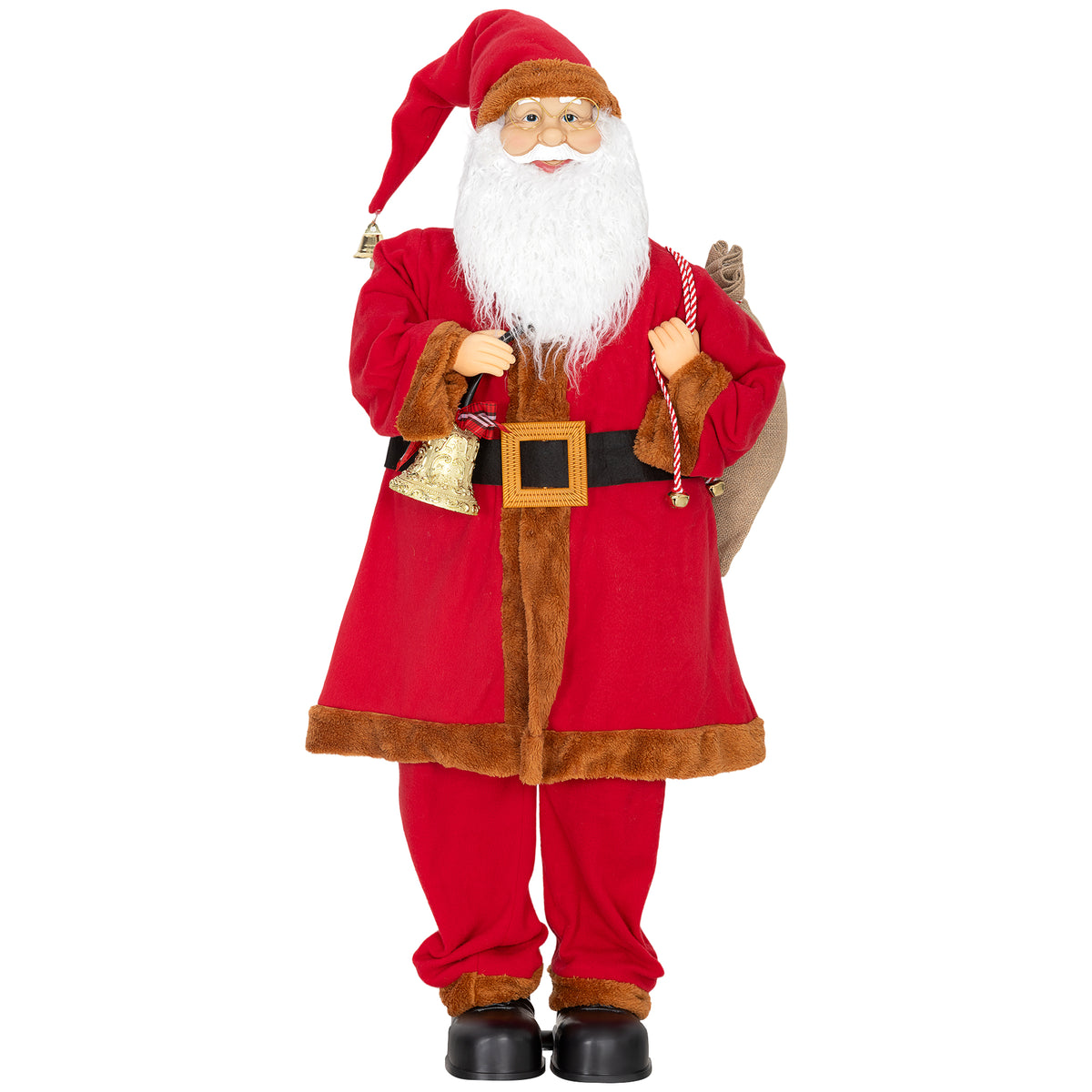 Papai Noel 120 cm Figura com Cabeça e Braços Móveis, Sino e Saco, Sensor de Som e Toque — foto 1