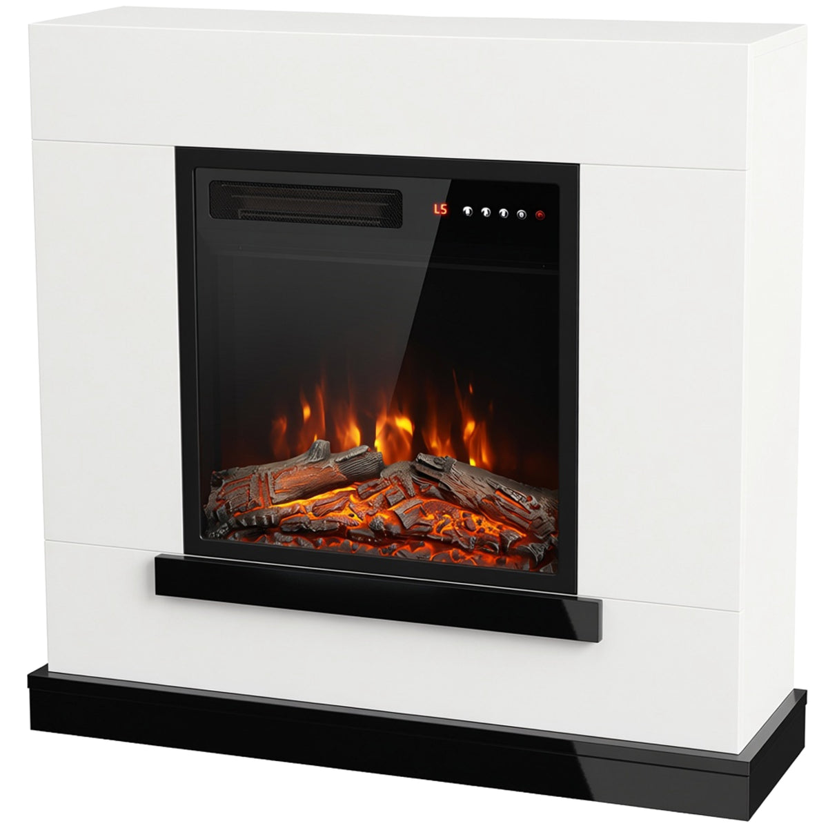 Lareira elétrica com aquecimento, efeito de chamas 3D, lareira elétrica com moldura, 80 cm, Branco — foto 1