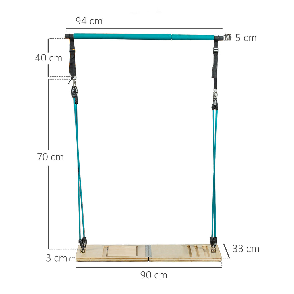 Conjunto de barra de pilates e bandas de resistência com prancha inclinada ajustável, equipamento de treino azul — foto 2