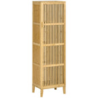 Móvel de Armazenamento em Bambu com Prateleiras e Porta estilo de Ripas para Banheiro Quarto Sala 40x30x140 cm — foto 1