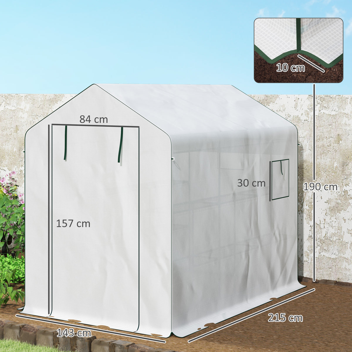 Estufa de Jardim 3 m² com 3 Prateleiras Pe 135 g/m² Anti-Uv Porta Enrolável e Janelas em Tela — foto 2