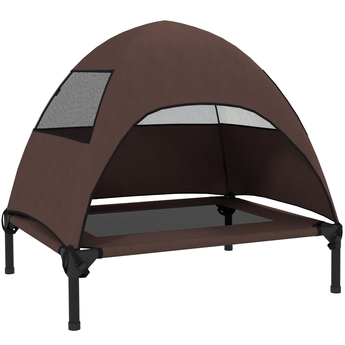 Cama para Cães Exterior com Dossel Cama Elevada para Cães de Porte Médio 76x61x71 cm Café — foto 1