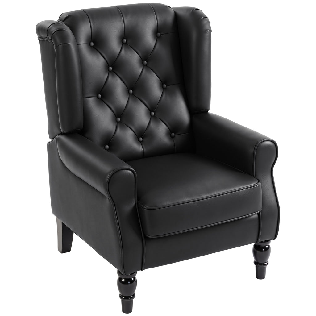 Poltrona para Quarto em Pele PU com Assento Largo Braços e Pés em Madeira de Eucalipto Preto — imagem 7