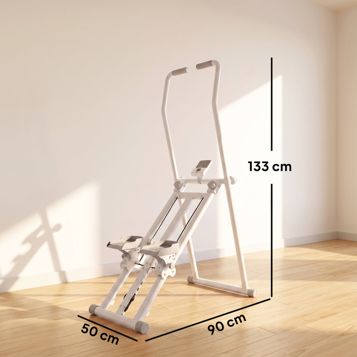 Stepper de Escada Dobrável para Casa com 3 Níveis de Resistência, Guiador Ajustável, Monitor LCD e Suporte para Telemóvel — foto 2