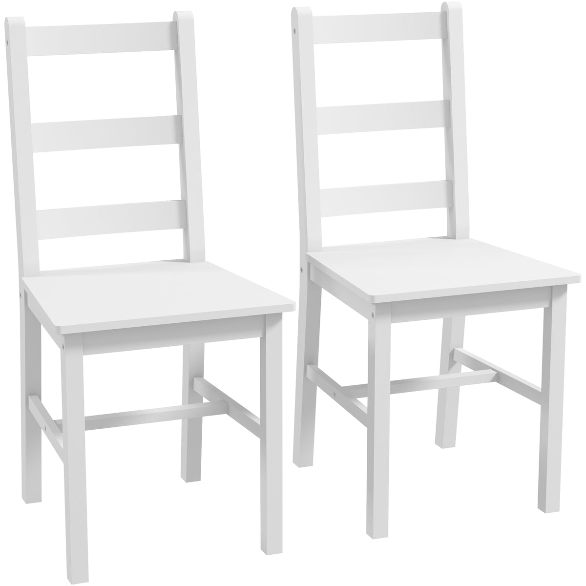 Conjunto de 2 Cadeiras de Jantar em Pinho Maciço Branco Encosto em Ripas 41,5x46x90 cm Branco — foto 1