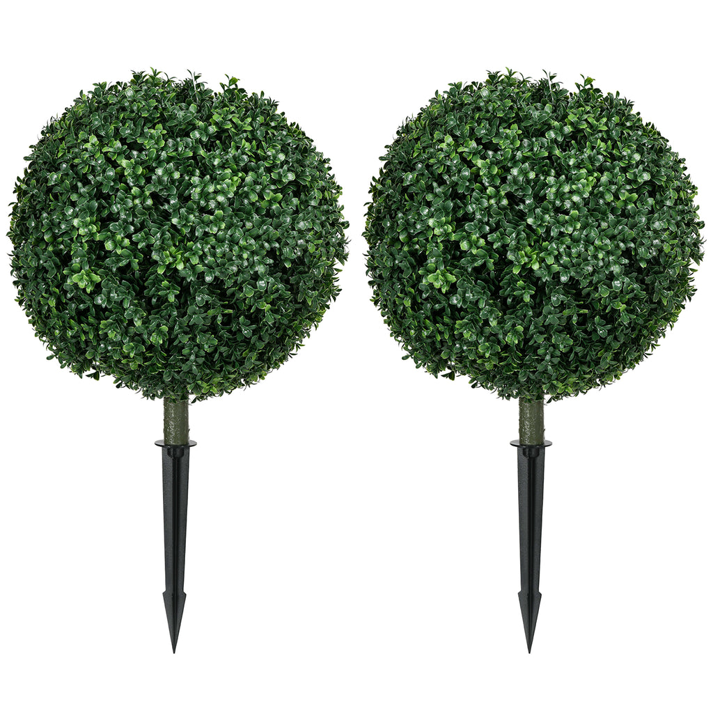 Conjunto de 2 Arbustos de Buxo Artificial Realista Resistente Às Intempéries Fácil de Cuidar 70 cm — foto 1