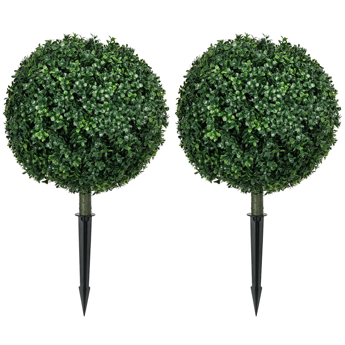 Conjunto de 2 Arbustos de Buxo Artificial Realista Resistente Às Intempéries Fácil de Cuidar 70 cm — foto 1