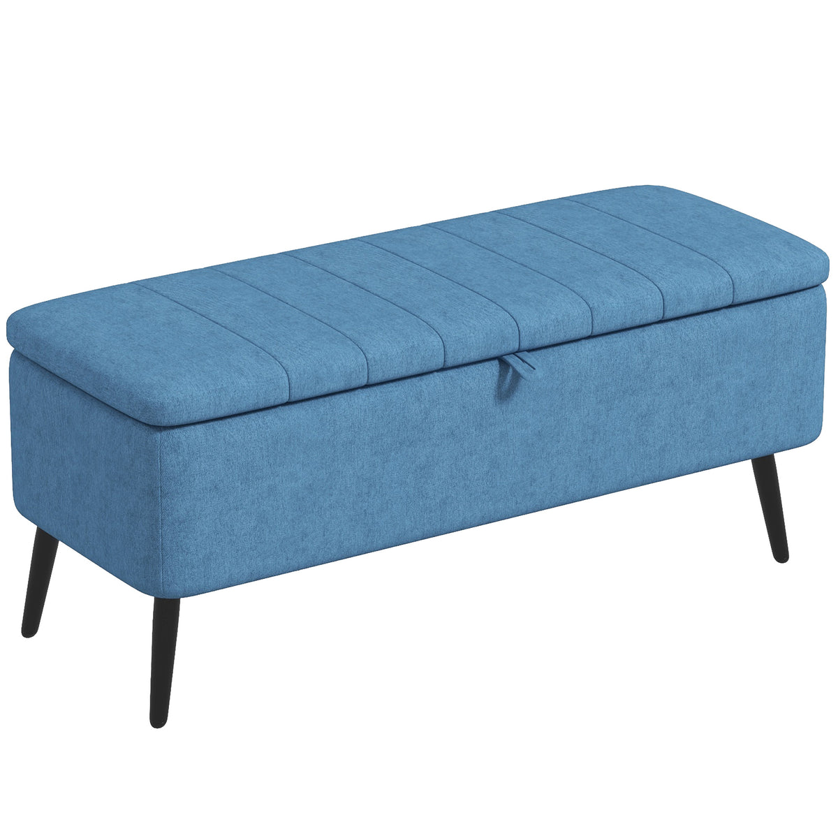 Banco com Compartimento Pufe Acolchoado 102x40x44 cm Azul Escuro — foto 1