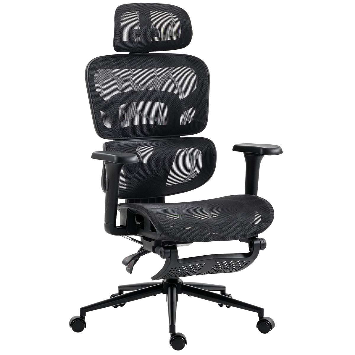 Cadeira de Escritório Ergonômica Reclinável com Apoio para os Pés e Suporte Lombar Preta — foto 1