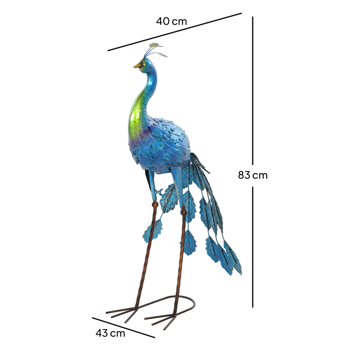 Estátua de Pavão de Jardim decoração de Jardim Exterior em Metal Resistente Aos Elementos 40x43x83 cm Multicolorido — foto 2