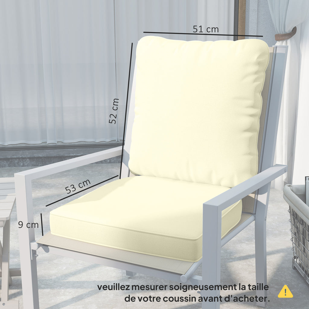 Conjunto de 2 almofadas de assento com encosto, almofada de assento e encosto para exterior e interior, creme — foto 2
