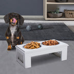 Comedouro Elevado para Cães com Suporte e 2 Tigelas Amovíveis de Aço Inoxidável Alimentador para Animais de Estimação 44x24x15 cm Branco — foto 2